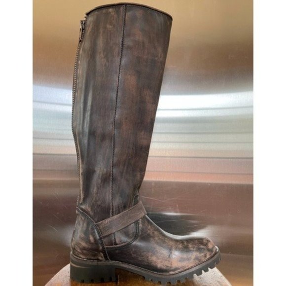 Freebird by Steven Bettle Battle Brown Distressed Leather Engineer Boot 7 - Picture 4 of 15